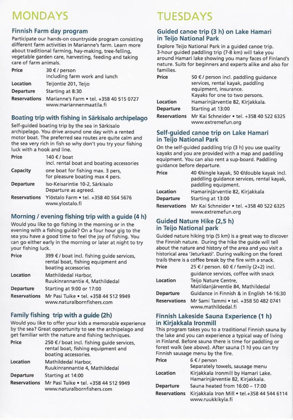 Viikkokalenteri Monday to Wednesday 2016