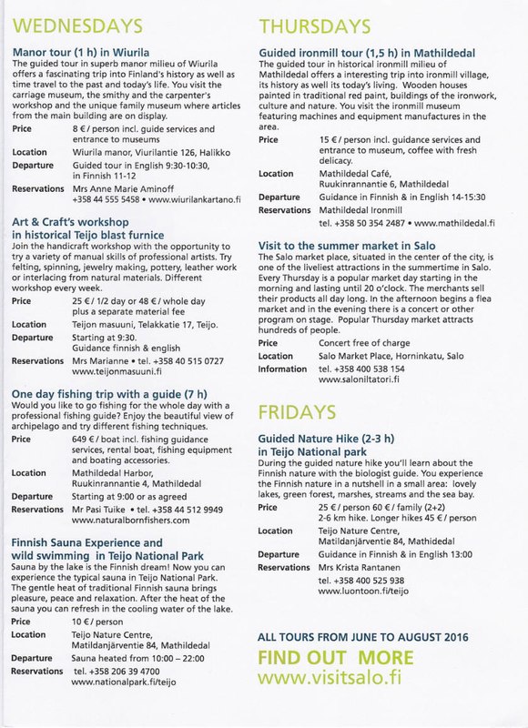 Viikkokalenteri Thursday to Friday 2016